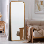 Full Length Mirror Rectangle Free Standing Black/Natural/Gold
