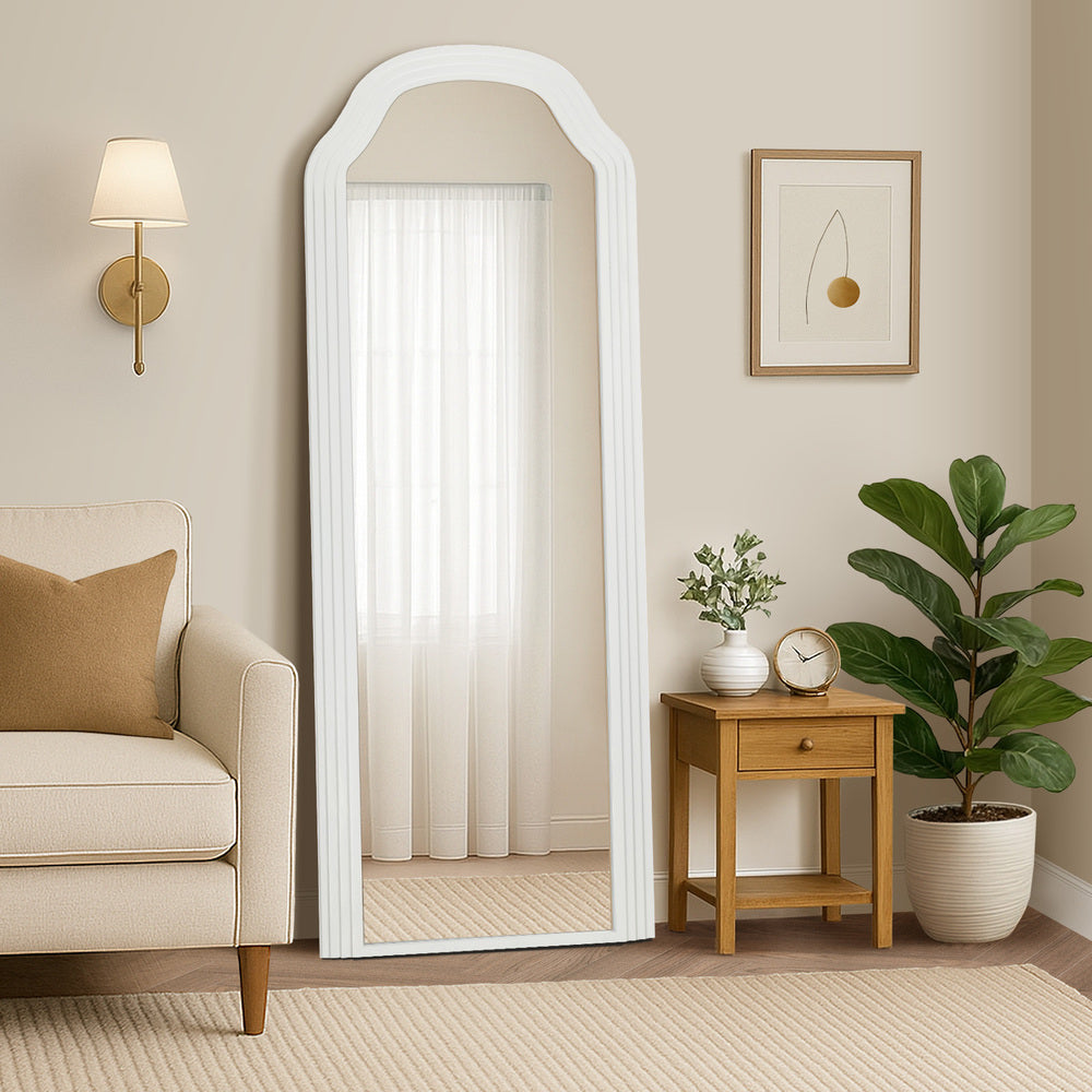 Full Length Makeup Mirror 165x60cm White Wood Frame Bedroom Style