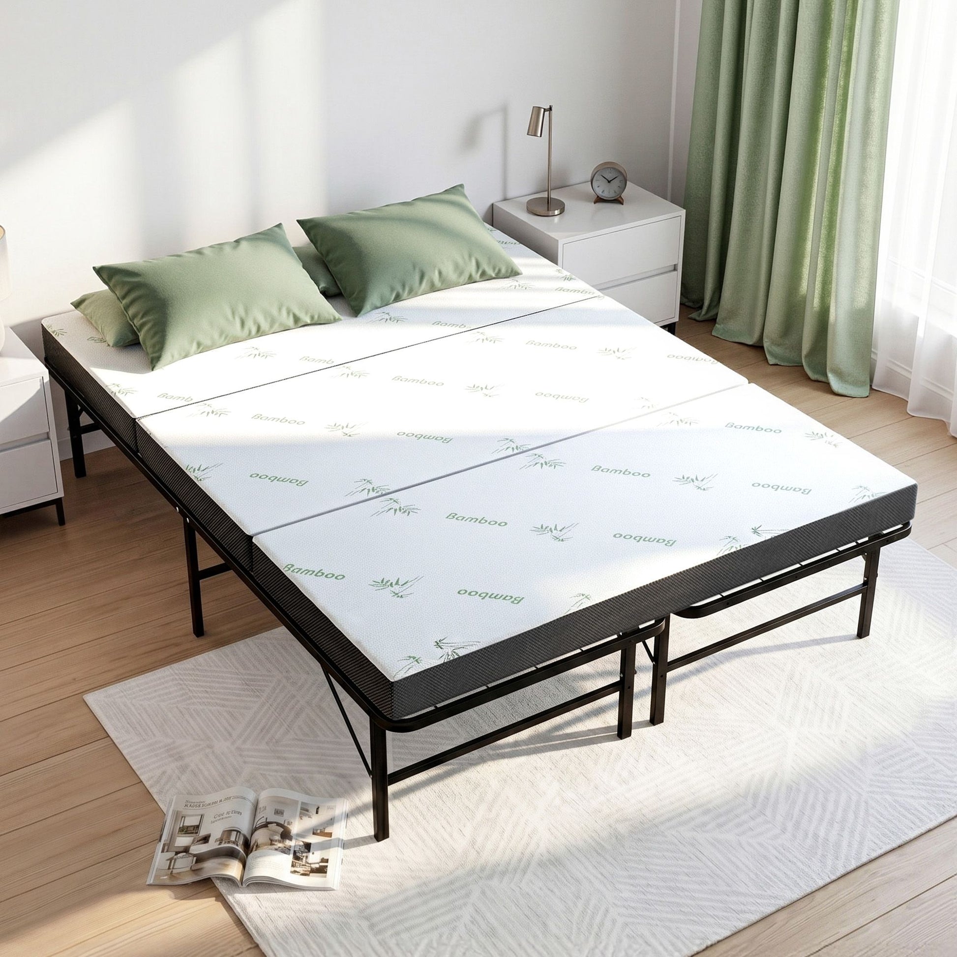 Double Folding Bed Mattress Bamboo Cover | HomeAndLiving