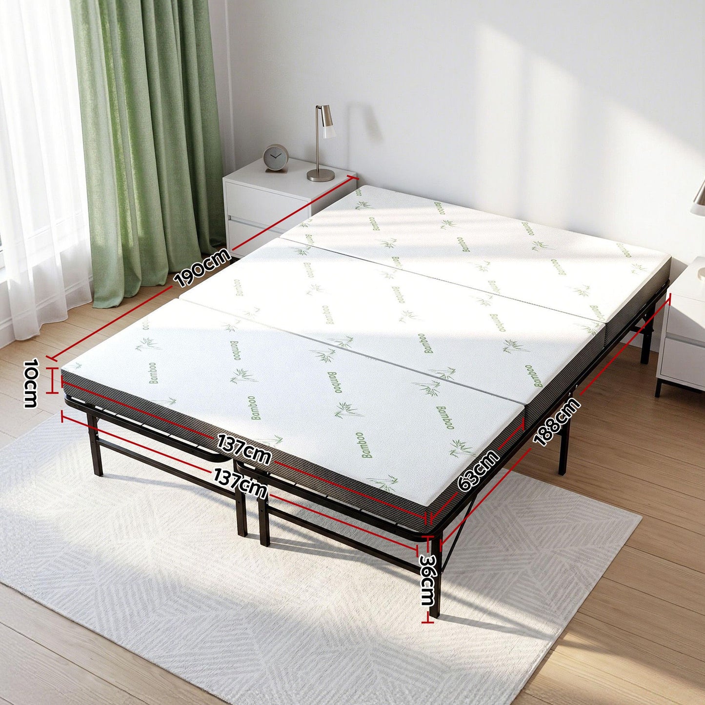 Double Folding Bed Mattress Bamboo Cover | HomeAndLiving - 4