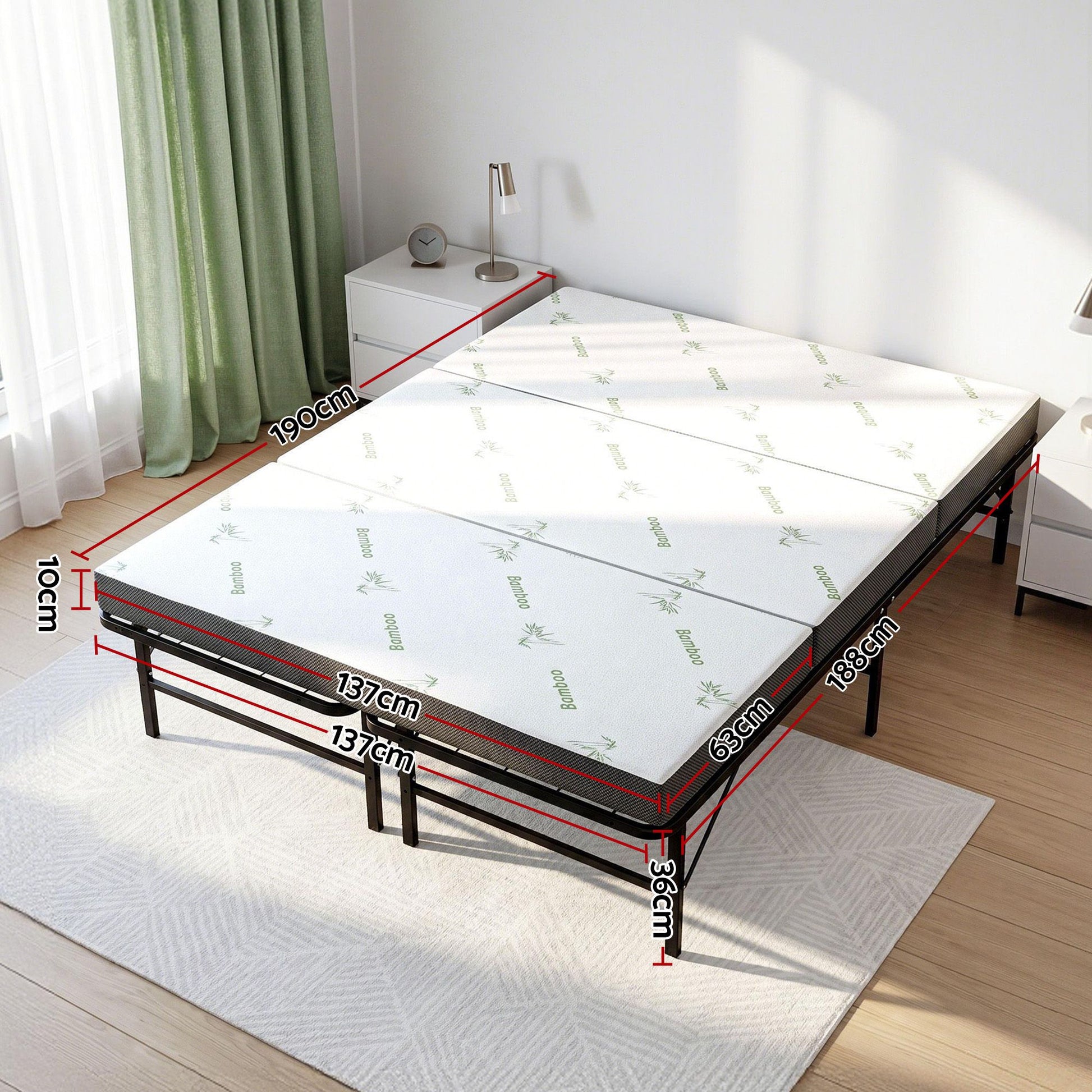 Double Folding Bed Mattress Bamboo Cover | HomeAndLiving - 4