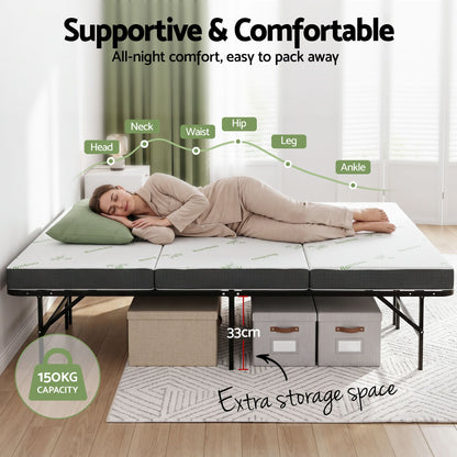 Double Folding Bed Mattress Bamboo Cover | HomeAndLiving - 5