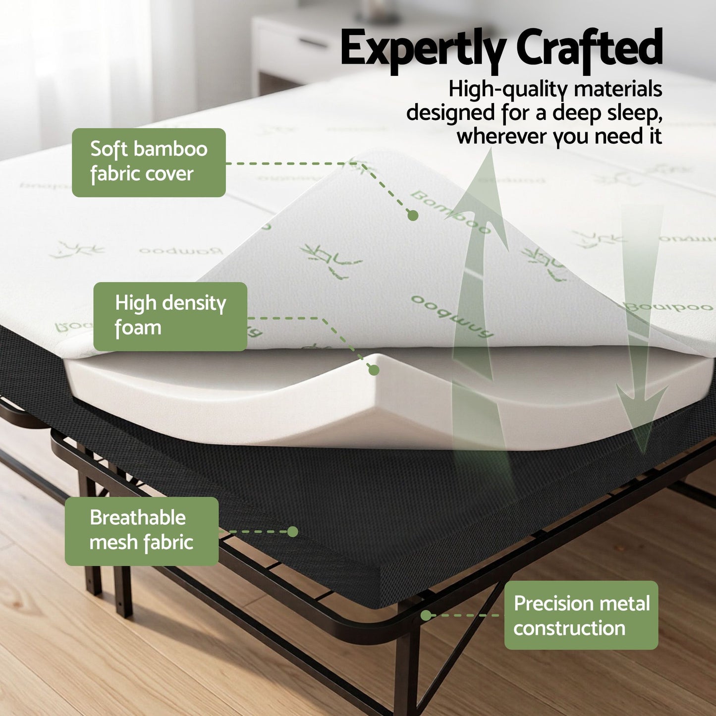 Double Folding Bed Mattress Bamboo Cover | HomeAndLiving - 6