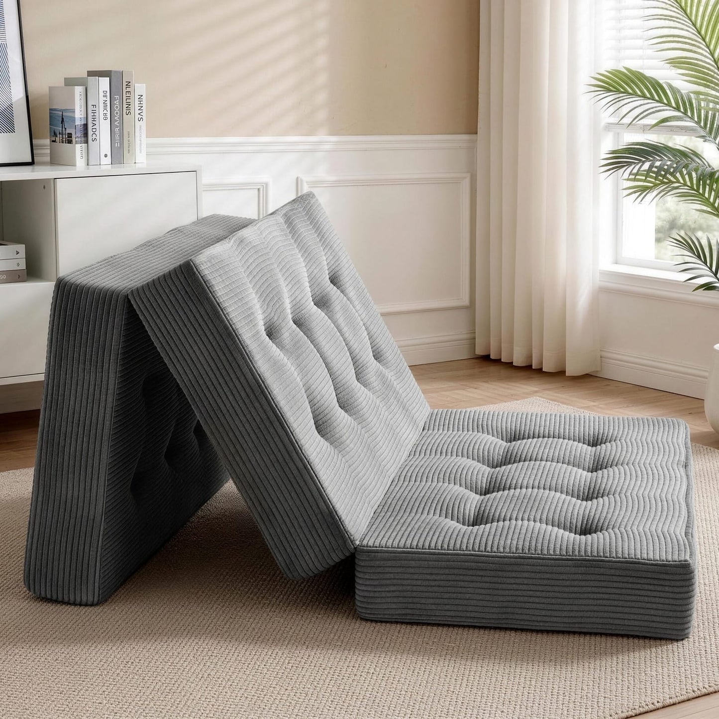Grey mattress 190x135cm, side view
