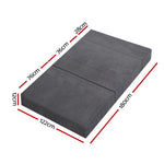 H&L Bedding Alzbeta Double Size Folding Foam Mattress Portable Bed Mat Velvet Dark Grey