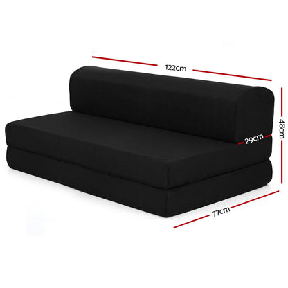 Foldable Mattress Folding Foam Bed Mat Double Black