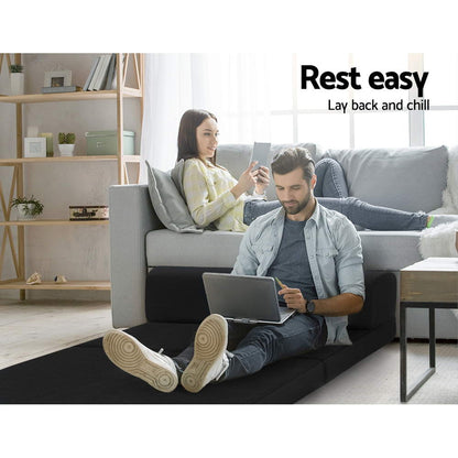Foldable Mattress Folding Foam Bed Mat Double Black