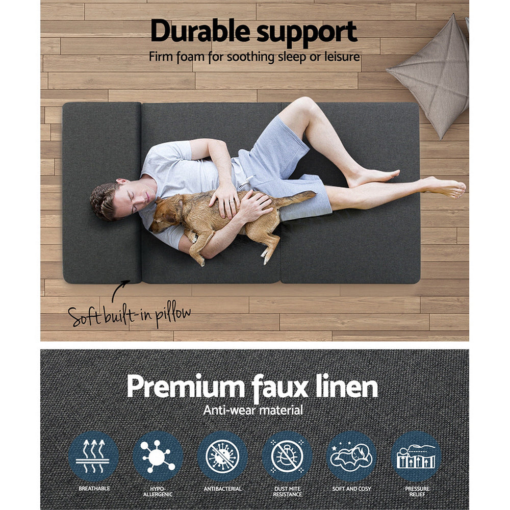Foldable Mattress Folding Foam Bed Floor Mat Grey