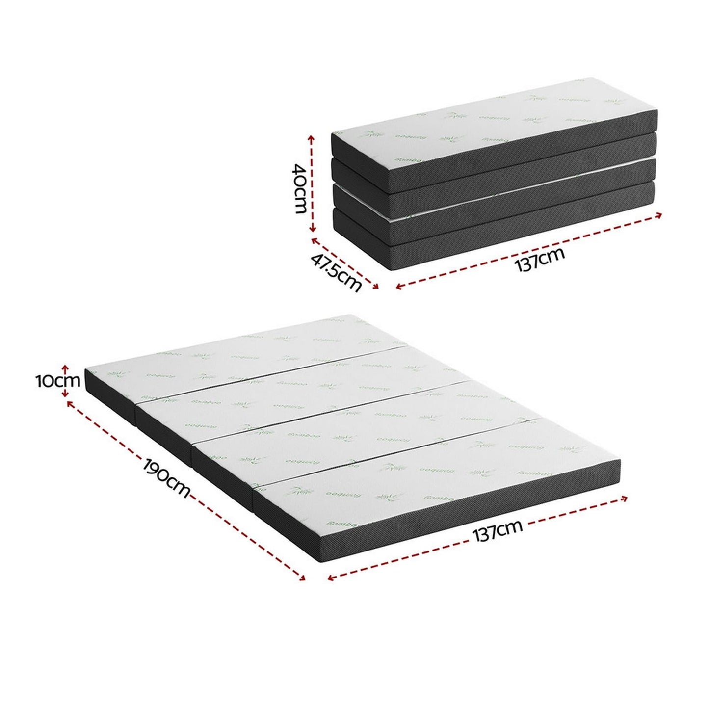 Foldable Foam Mattress Double Size 190x137x10cm