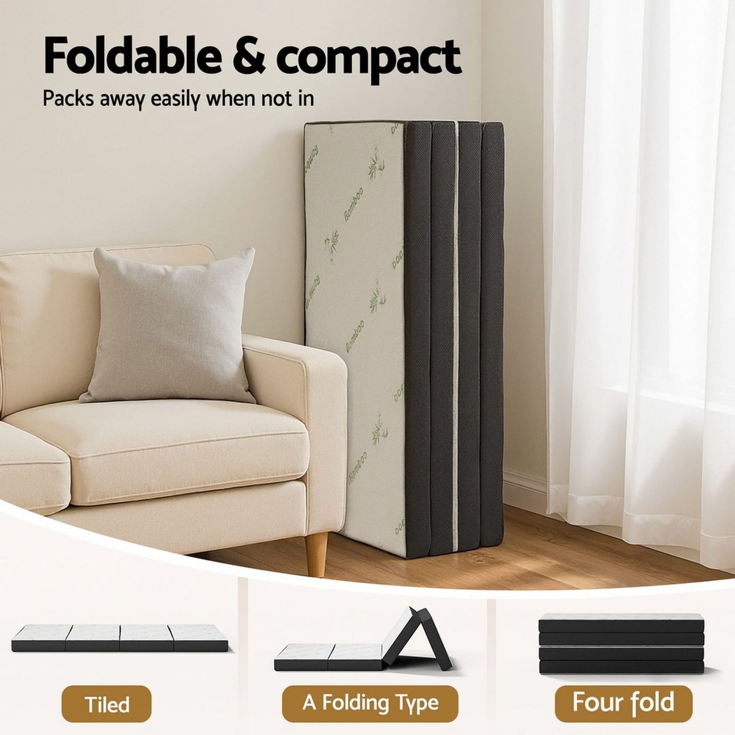 Foldable Foam Mattress Double Size 190x137x10cm