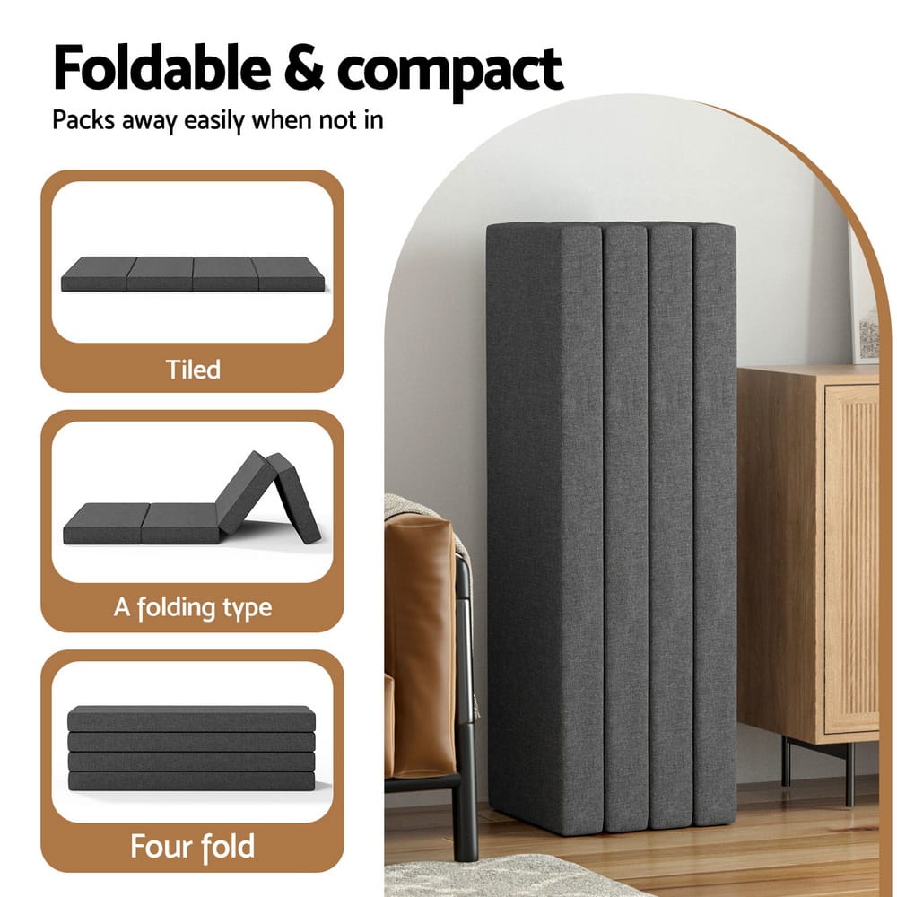 Foldable Queen Mattress Grey 203x153x12cm