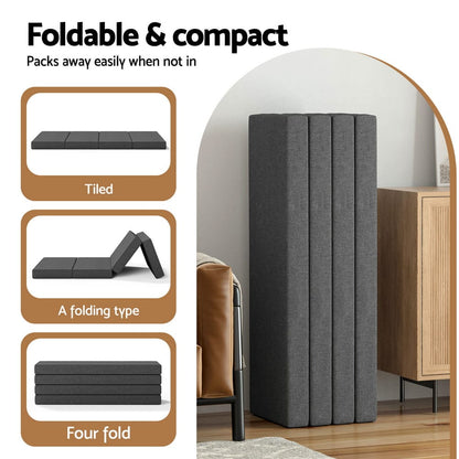 Foldable Queen Mattress Grey 203x153x12cm