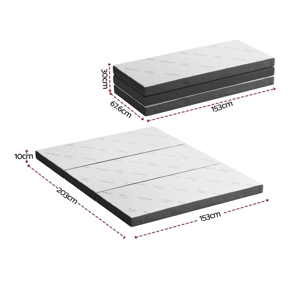 Foldable Mattress Bamboo Queen 203x153x10cm