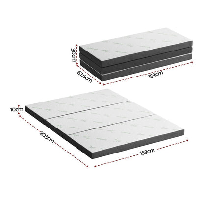 Foldable Mattress Bamboo Queen 203x153x10cm