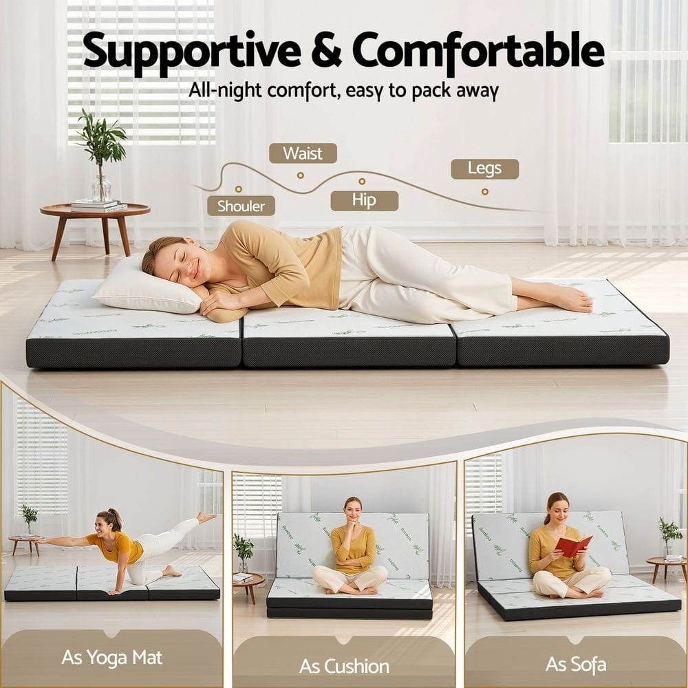 Foldable Mattress Bamboo Queen 203x153x10cm