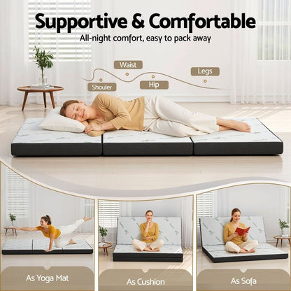 Foldable Mattress Bamboo Queen 203x153x10cm