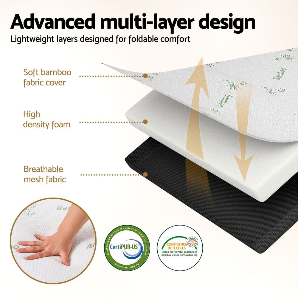 Foldable Mattress Bamboo Queen 203x153x10cm