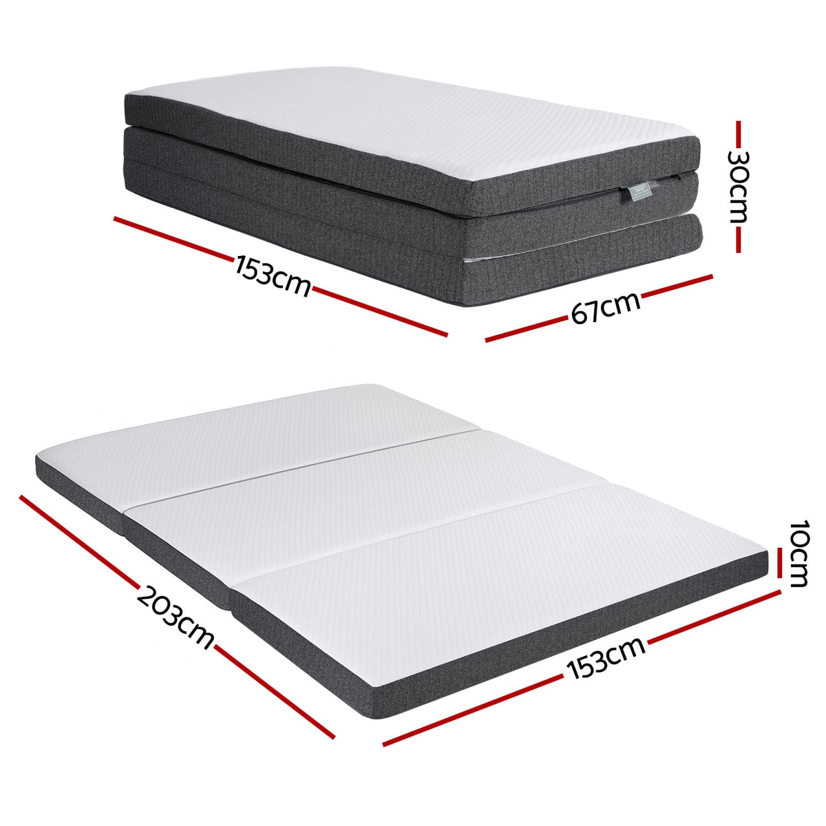 Foldable Mattress Queen Memory Foam 153x203x10cm