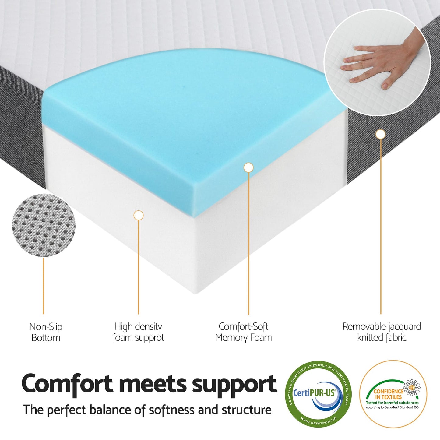 Foldable Mattress Queen Memory Foam 153x203x10cm