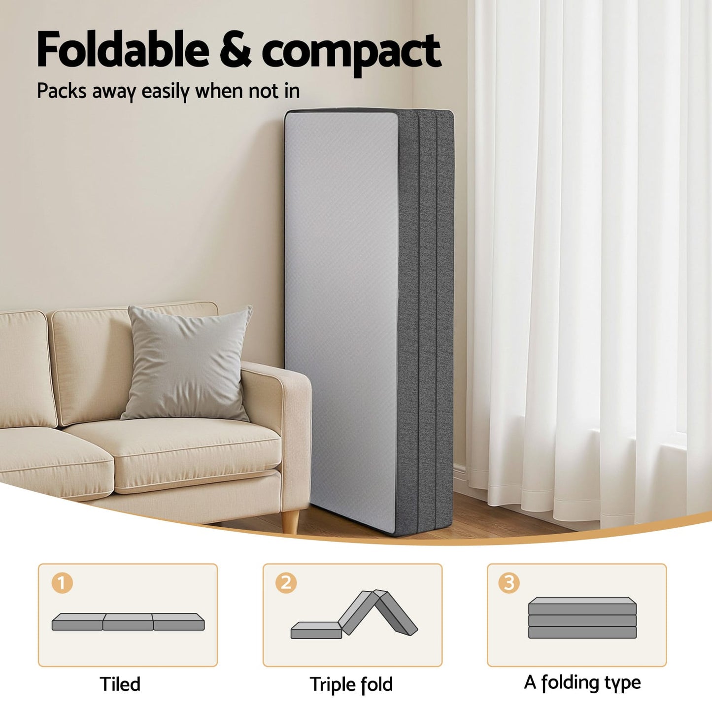 Foldable Mattress Queen Memory Foam 153x203x10cm