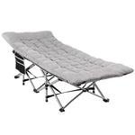 Folding Bed With Mattress Heavy Duty Grey 185Cm Fabric Upholstery