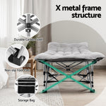 Folding Bed With Mattress Heavy Duty Grey 185Cm Fabric Upholstery