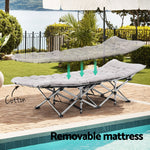 Folding Bed With Mattress Heavy Duty Grey 185Cm Fabric Upholstery