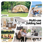 Folding Bed With Mattress Heavy Duty Grey 185Cm Fabric Upholstery