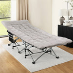 Folding Bed With Mattress Heavy Duty Grey 185Cm Fabric Upholstery