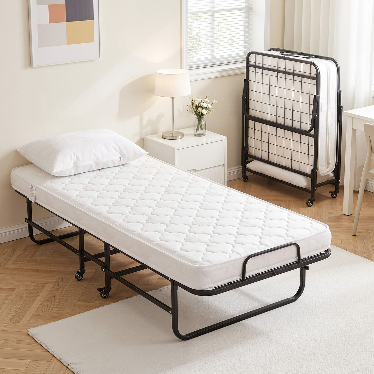 Folding Bed With Mattress Portable king