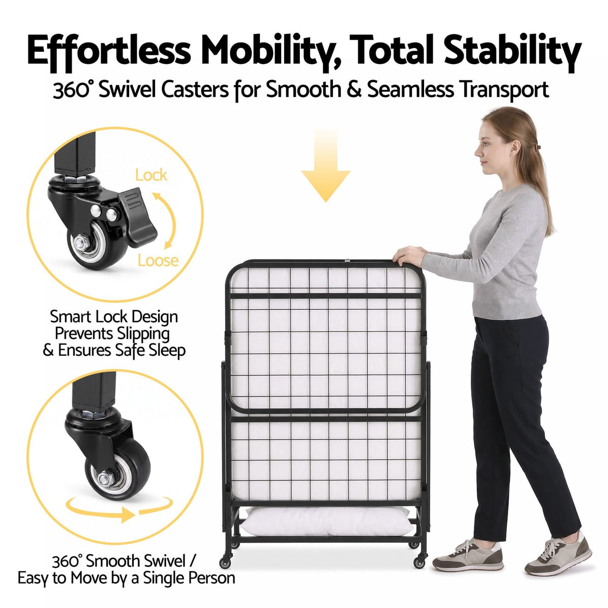 Folding Bed With Mattress Portable king