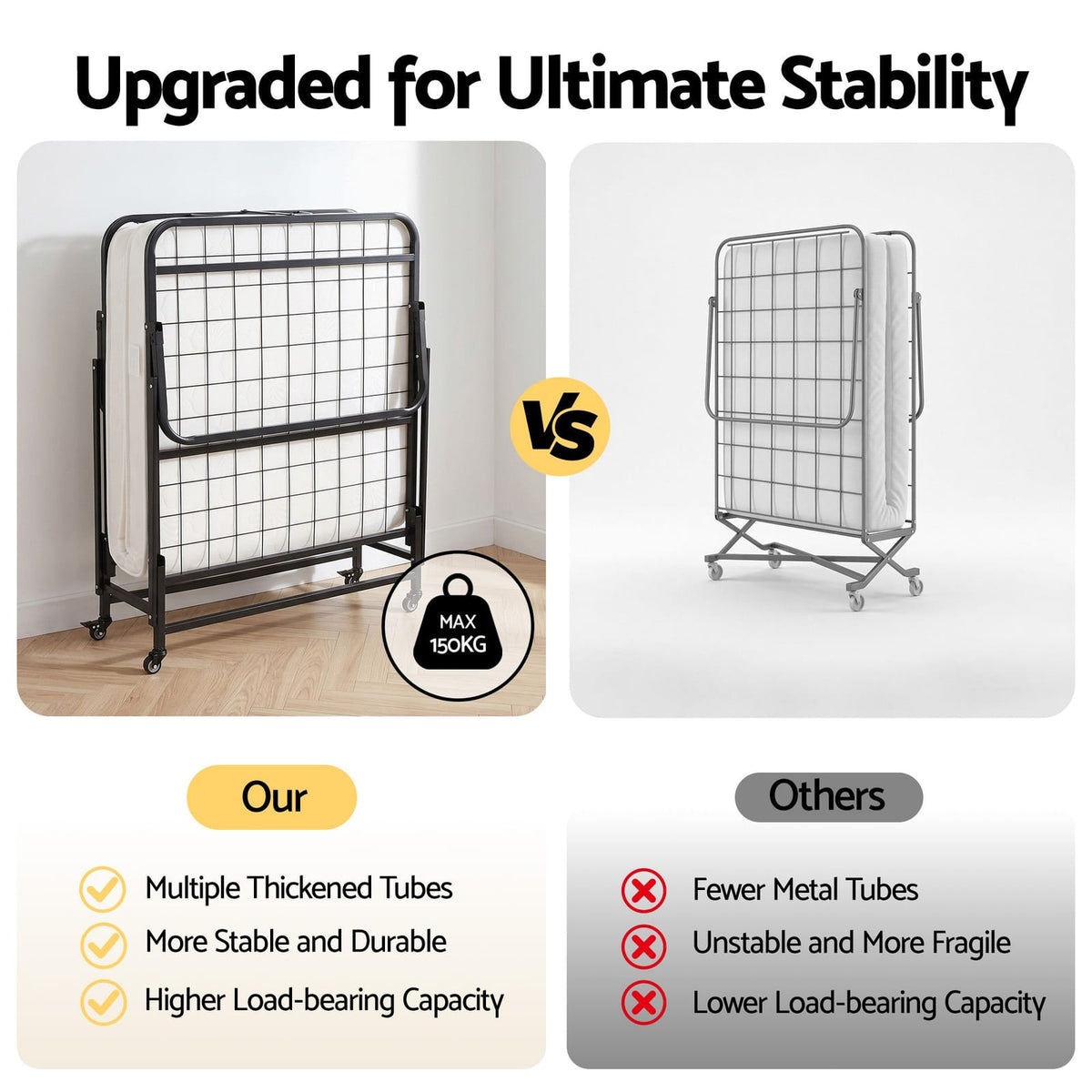 Folding Bed With Mattress Portable king