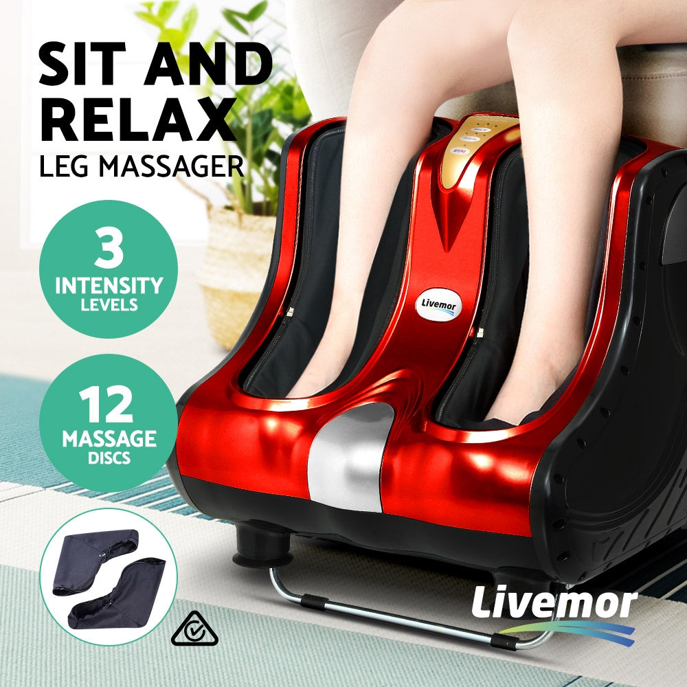 Foot Massager Shiatsu Ankle Calf Leg Massagers Circulation Enhancer Machine Red