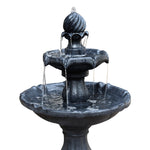 Solar Water Feature 3-Tier Fountain with Pump Kit Bird Bath 93CM Black