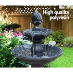 Solar Water Feature 3-Tier Fountain with Pump Kit Bird Bath 93CM Black