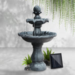 Solar Water Feature 3-Tier Fountain with Pump Kit Bird Bath 93CM Black