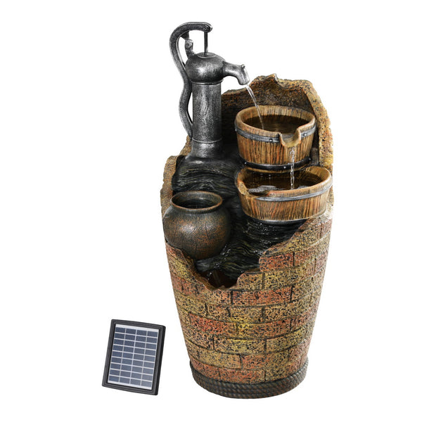  Solar Fountain Water Feature Outdoor Cascading Hand Pump Design 80CM