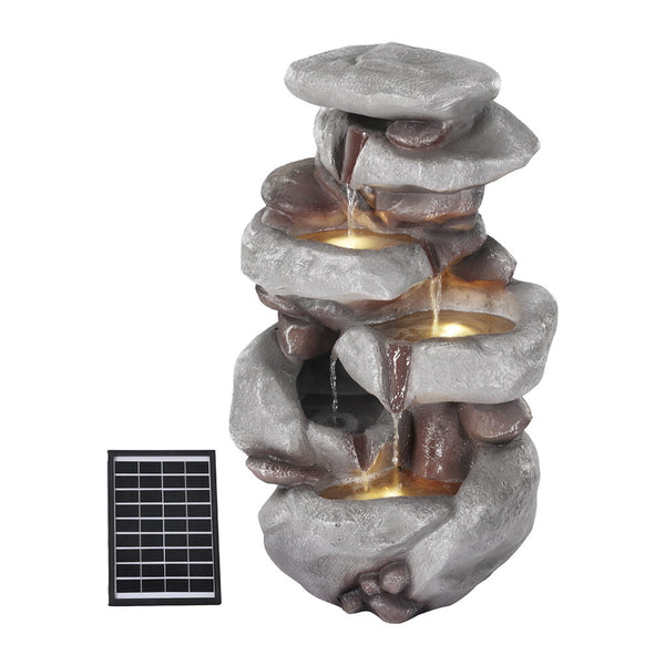  Gardeon Solar Fountain Water Feature Outdoor Indoor 4-Tier Brown