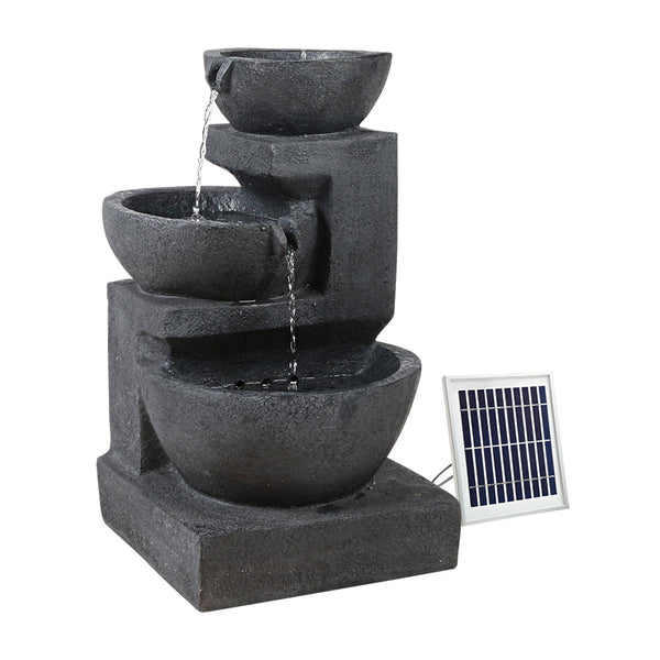  Solar Water Feature With Led Lights 3-Tier Bowls 60Cm