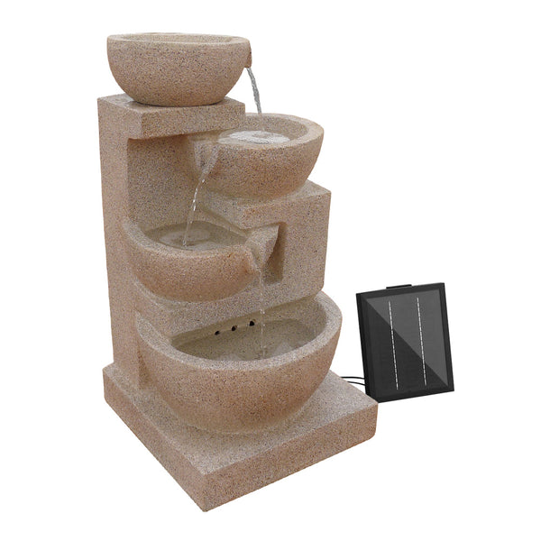  Solar Water Feature With Led Lights 4-Tier Sand 72Cm