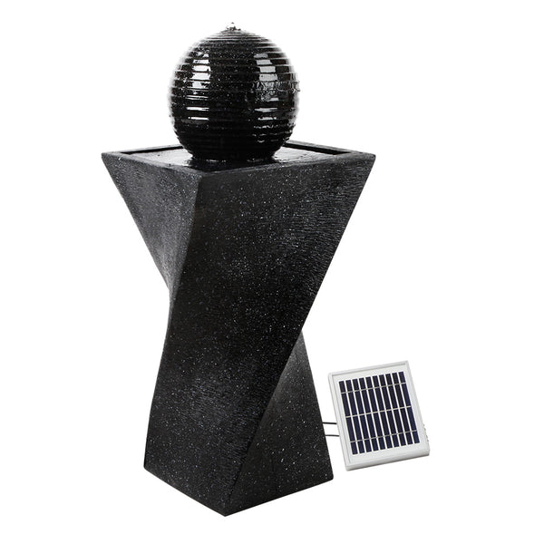  Solar Water Feature With Led Lights Black 85Cm