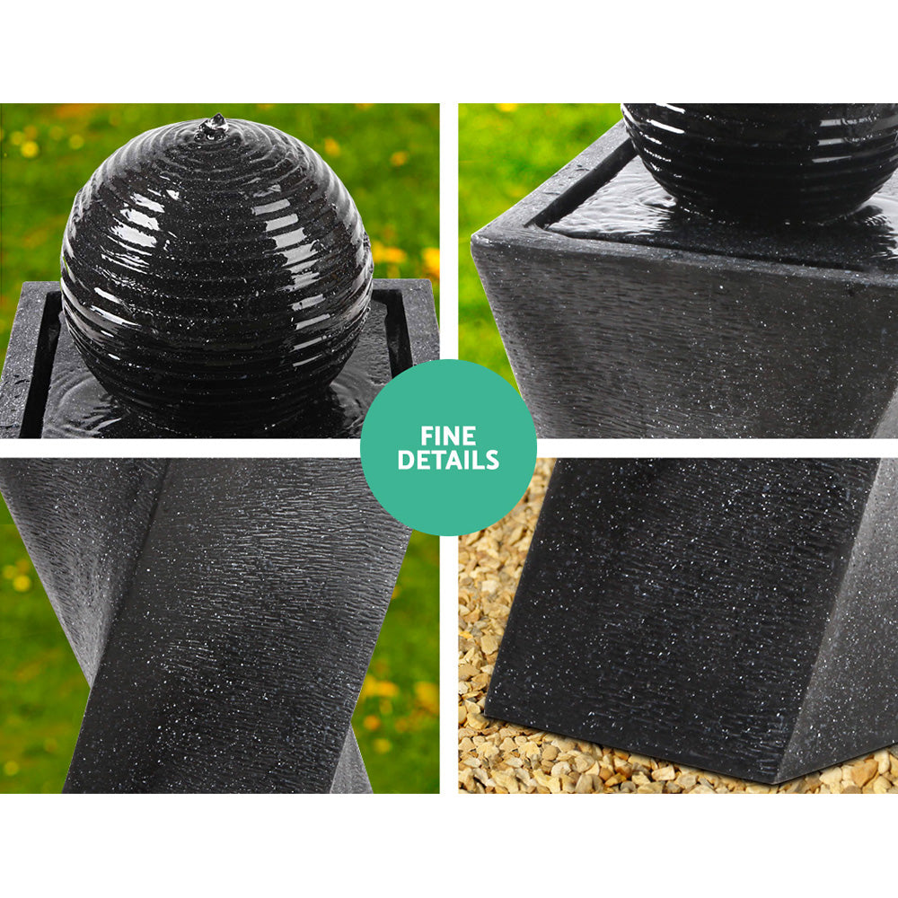 Solar Water Feature With Led Lights Black 85Cm