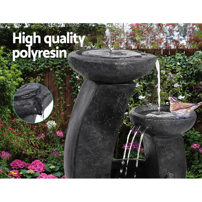 Solar 3-Tier Mushroom Water Fountain with LED Light - 70cm