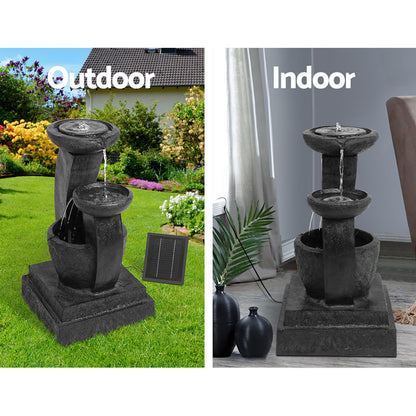 Solar 3-Tier Mushroom Water Fountain with LED Light - 70cm