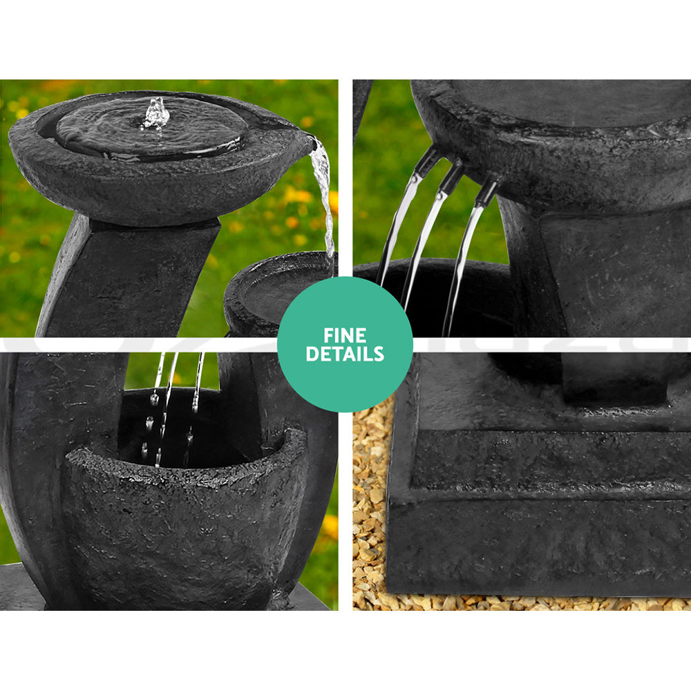 Solar 3-Tier Mushroom Water Fountain with LED Light - 70cm