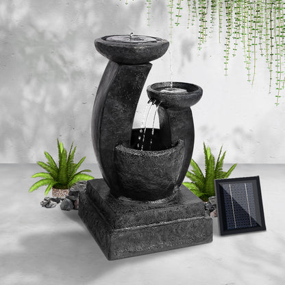 Solar 3-Tier Mushroom Water Fountain with LED Light - 70cm