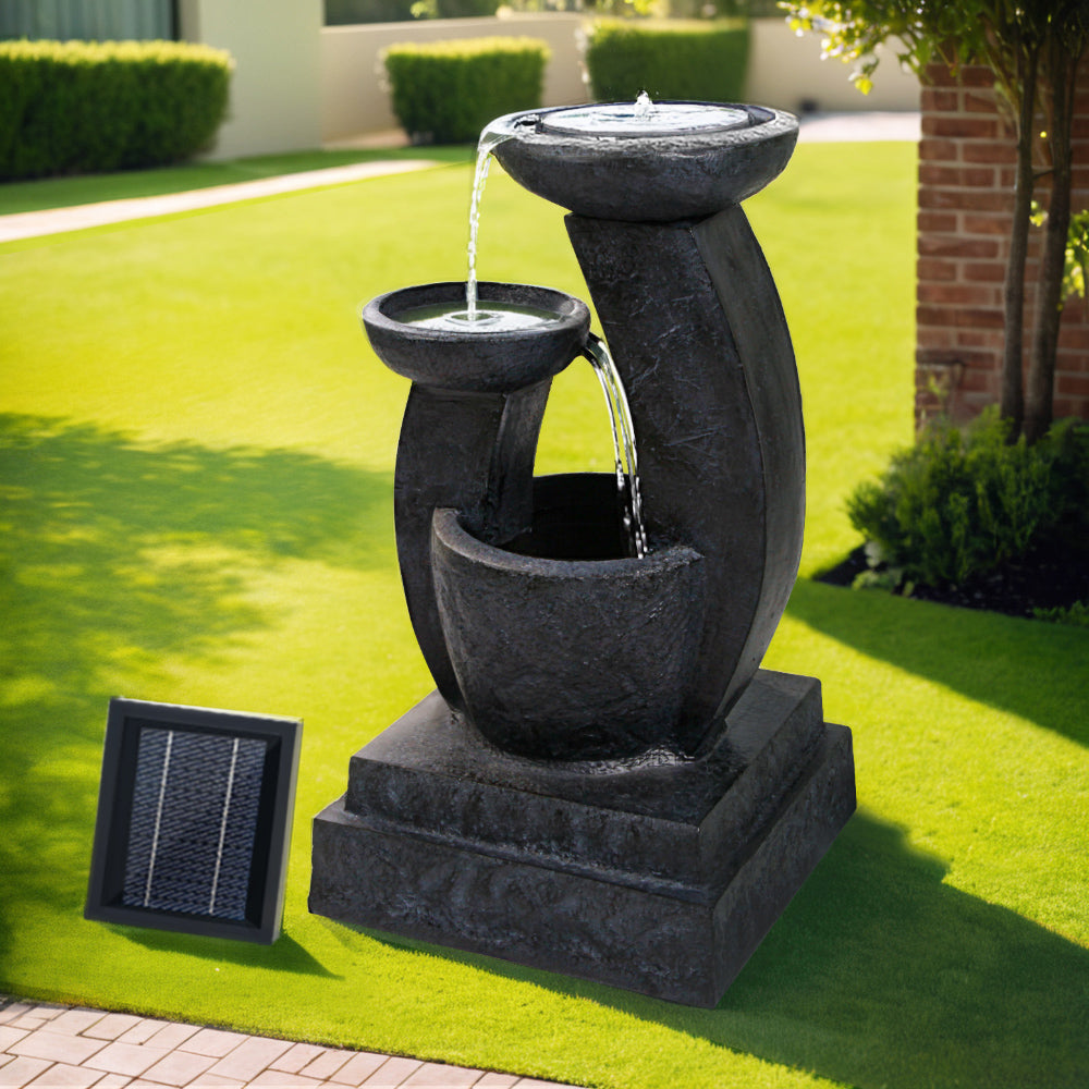 Solar 3-Tier Mushroom Water Fountain with LED Light - 70cm