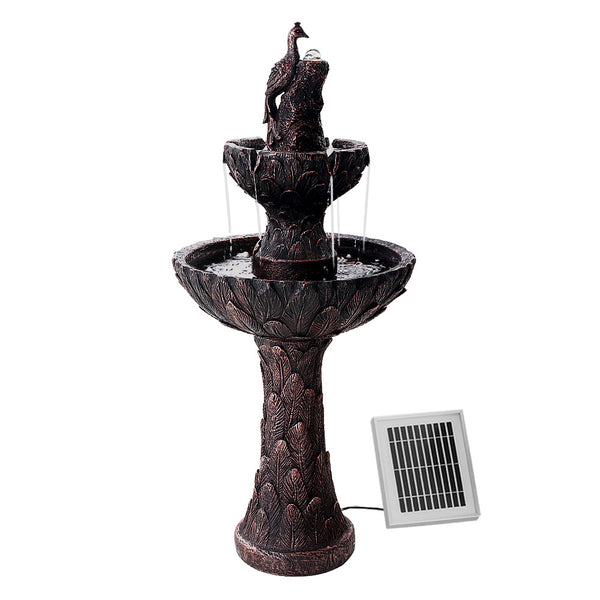  Solar Water Feature Tier Fountain with Pump Kit Bird Bath 106CM Peacock