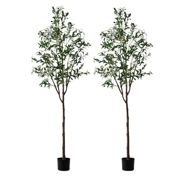  2x Artificial Olive Trees Tall Potted Plants 210cm Indoor Home Decor