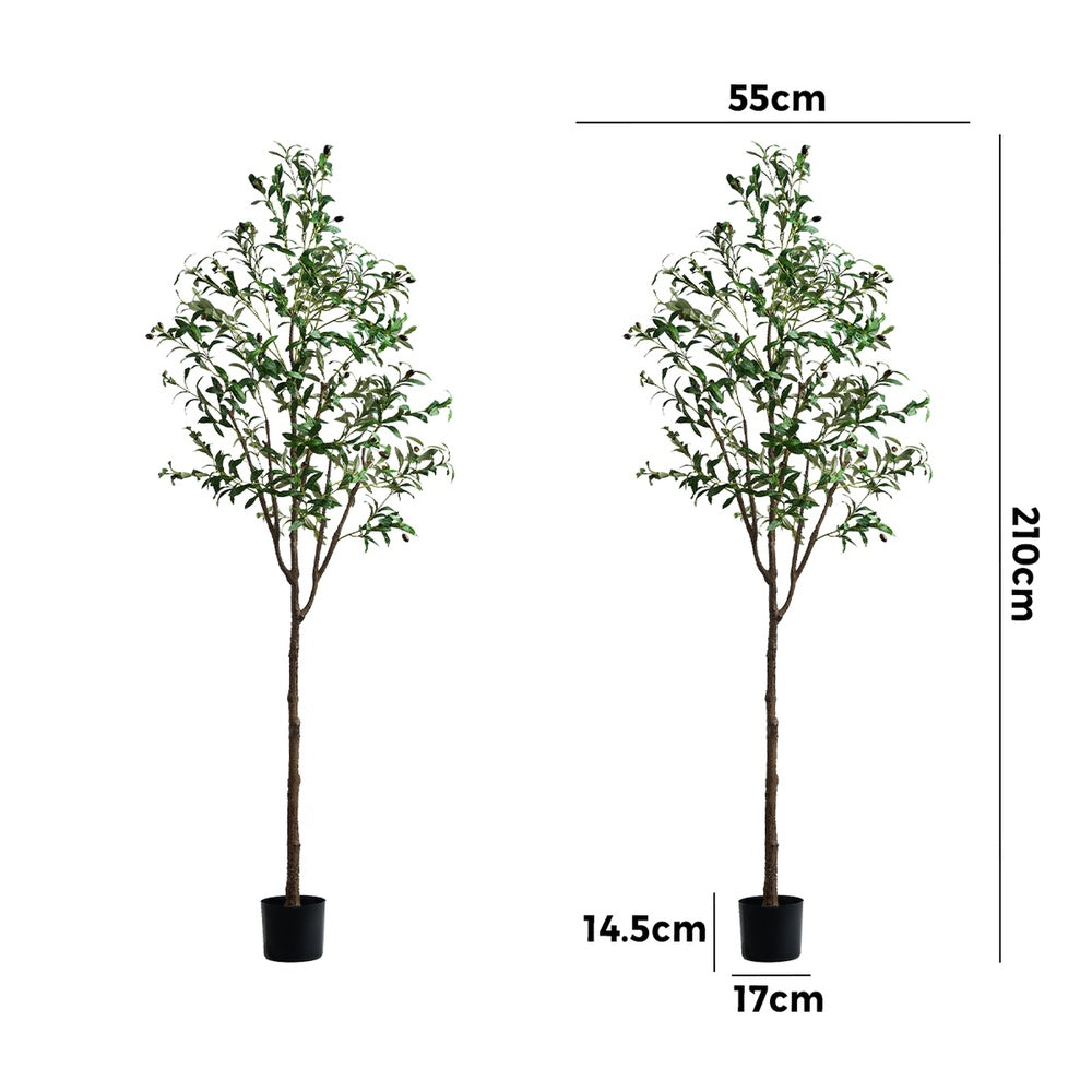 2x Artificial Olive Trees Tall Potted Plants 210cm Indoor Home Decor